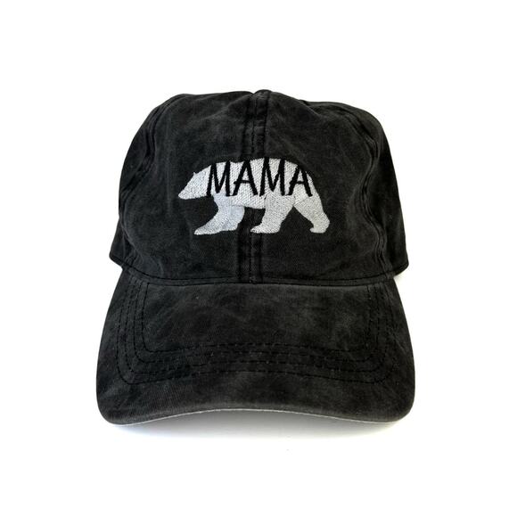 David and Young Mama Bear Charcoal Black Wash Strapback Dad Hat - Picture 1 of 7